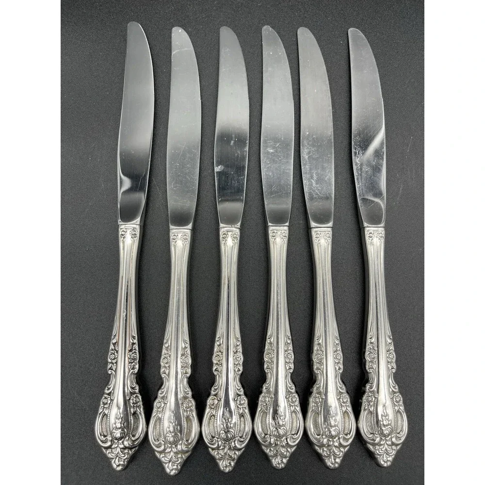 Dinner knife Set Brahms Stainless Distinction Plus By Oneida Silver 6 Pieces